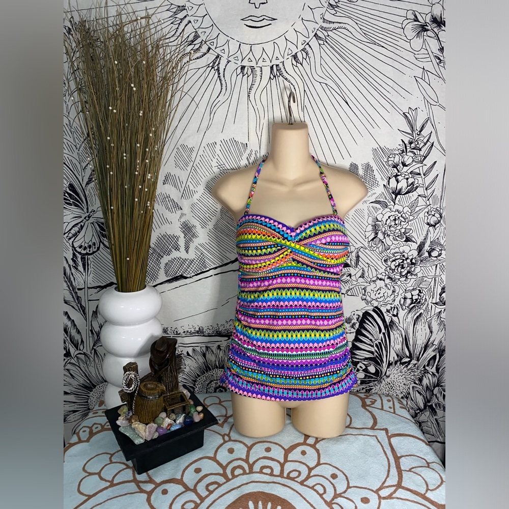 Anne Cole Signature tankini halter removal strap to become strapless size M